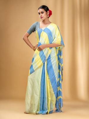 Multicolor Cotton Colorblocked Handwoven Soft Saree 1