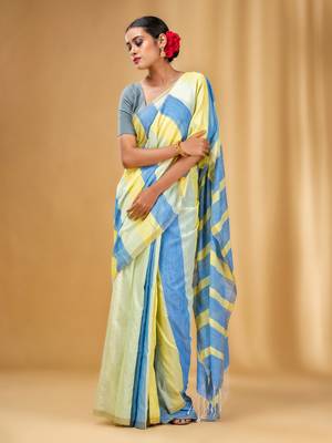 Multicolor Cotton Colorblocked Handwoven Soft Saree 2
