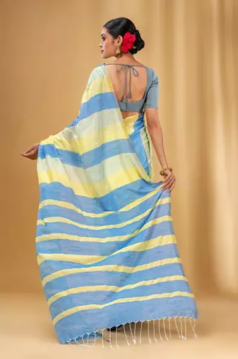 Multicolor Cotton Colorblocked Handwoven Soft Saree
