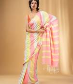 Multicolor Cotton Colorblocked Handwoven Soft Saree