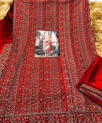 Red rangoli with coding sequence embroidery work salwar kameez Dupattas 3