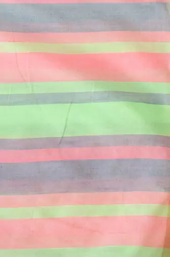 Light Green And Punch Pink Cotton Handwoven Half N Half Saree With Stripe Pattern