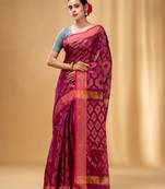 Magenta Cotton Blend Handwoven Saree With Texture Pattern