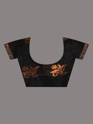 Black Cotton Blend Handwoven Saree With Nakshi Design 6