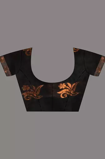 Black Cotton Blend Handwoven Saree With Nakshi Design