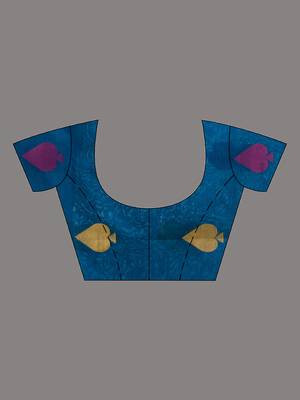 Sapphire Blue Cotton Blend Handwoven Saree With Woven Design 6