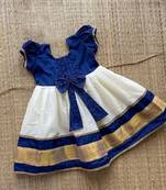 Baby girls cotton silk midi/knee length festive/wedding pattu dress