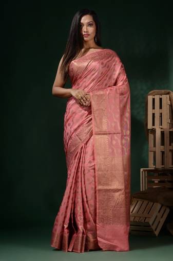 Beige Silk Blend Handwoven Soft Saree With Nakshi Pattern