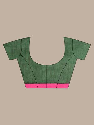 Green Handwoven Cotton Blend Soft Saree With Zari Woven Checked Box Design 6
