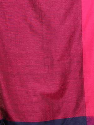 Navy Blue Cotton Handwoven Soft Saree With Pompom 4