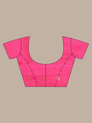 Pink Handwoven Cotton Blend Soft Saree With Mirror Work 5