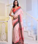 Beige Cotton Handwoven Soft Saree With Temple Borders