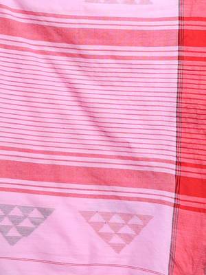 Baby Pink Cotton Handwoven Soft Saree With Temple Borders 5
