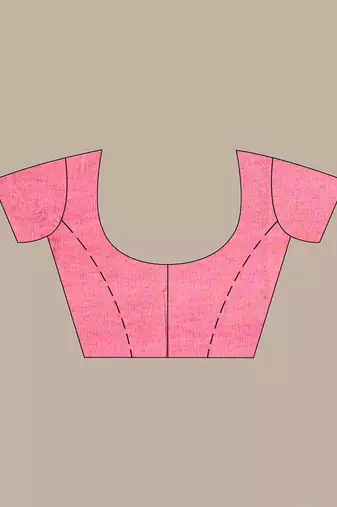 Baby Pink Cotton Handwoven Soft Saree With Temple Borders