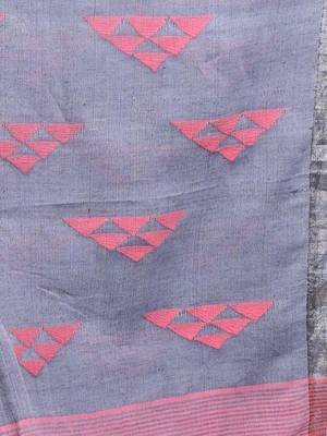 Grey Cotton Handwoven Soft Saree With Zari Borders 5