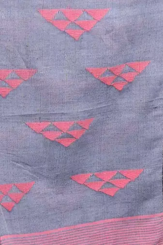 Grey Cotton Handwoven Soft Saree With Zari Borders