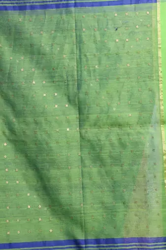 Blue Cotton Blend Handwoven Saree With Sequin Work