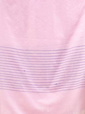 Baby Pink Cotton Handwoven Saree With Stripes Pallu 5