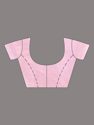 Baby Pink Cotton Handwoven Saree With Stripes Pallu 6