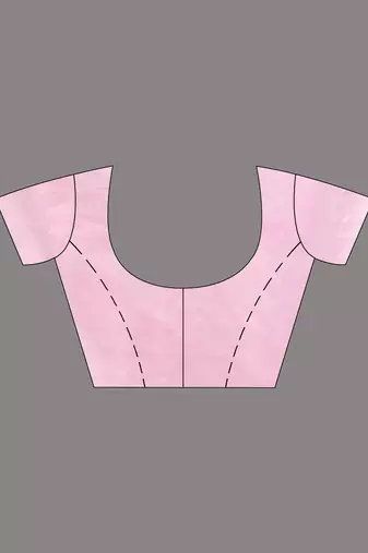 Baby Pink Cotton Handwoven Saree With Stripes Pallu