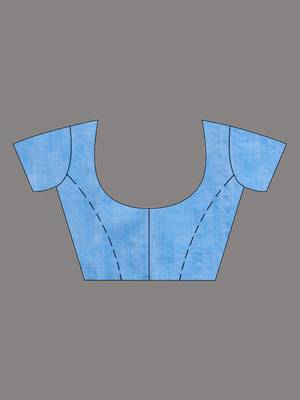 Light Blue Cotton Handwoven Saree With Stripes Pallu 5