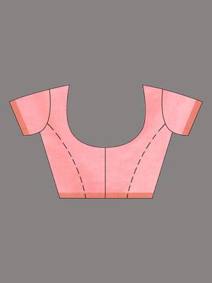 Flamingo Pink Cotton Handwoven Saree With Stripes Pallu 6