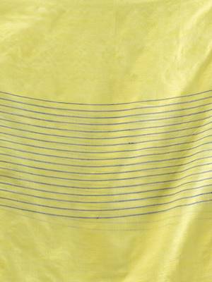 Lime Green Green Cotton Handwoven Saree With Stripes Pallu 5