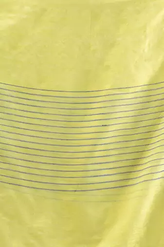 Lime Green Green Cotton Handwoven Saree With Stripes Pallu