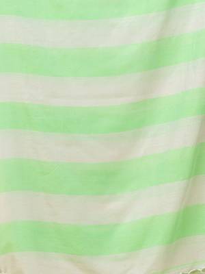 Green And Beige Cotton Handwoven Soft Saree With Stripe Pattern 5