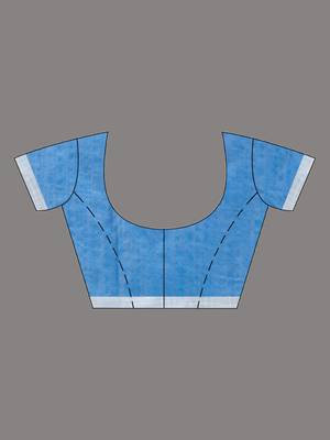White And Blue Cotton Handwoven Soft Saree With Stripe Pattern 6