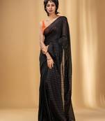 Black Cotton Handwoven Soft Saree With Sequin Work