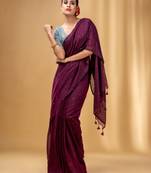 Purple Cotton Handwoven Soft Saree With Sequin Work