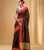 Allover Sequin Weaving Brown Cotton Handwoven Saree With Gheecha Pallu
