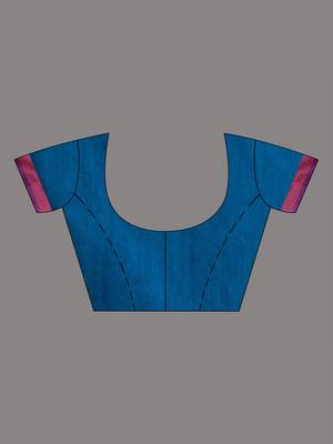 Allover Sequin Weaving Cobalt Blue Cotton Handwoven Saree With Gheecha Pallu 5