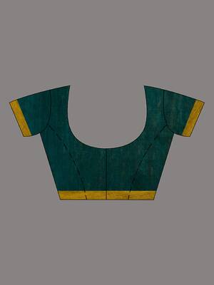 Mustard And Teal Cotton Handwoven Soft Saree With Stripe Pattern 5