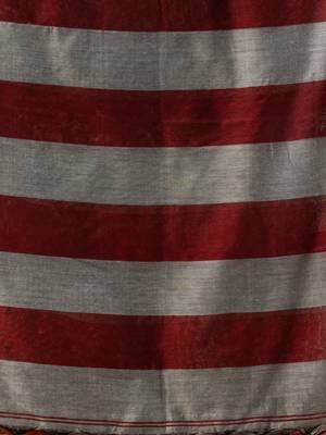 Grey And Red Cotton Handwoven Soft Saree With Stripe Pattern 5