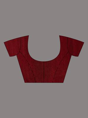 Grey And Red Cotton Handwoven Soft Saree With Stripe Pattern 6