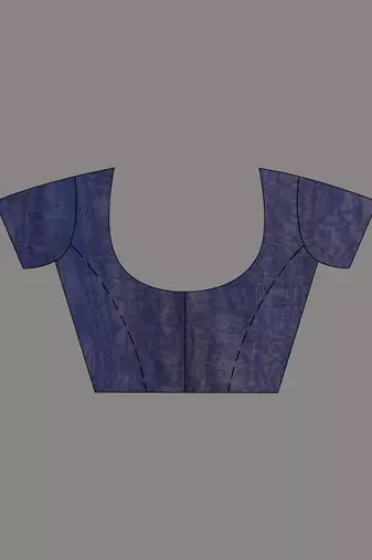 Ecru And Blue Cotton Handwoven Soft Saree With Stripe Pattern