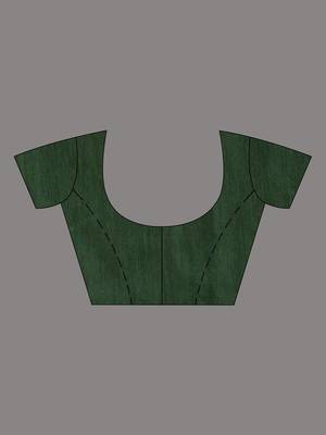 Green Cotton Handwoven Soft Saree With Gheecha Pallu 5