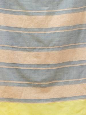 Lime Green Cotton Handwoven Soft Saree With Stripe Pallu In Grey And Beige 6