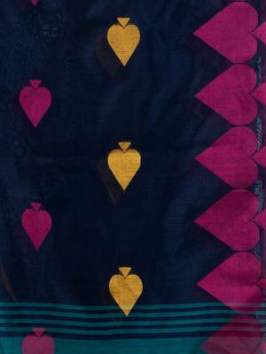 Teal Cotton Blend Handwoven Saree With Woven Design 5