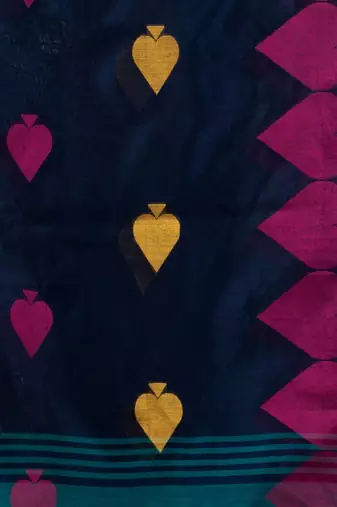 Teal Cotton Blend Handwoven Saree With Woven Design