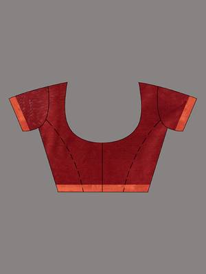 Brick Red Cotton Blend Handwoven Saree With Nakshi Pallu 6
