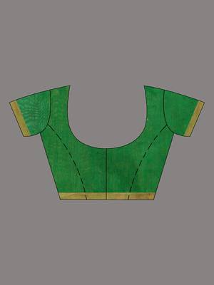 Green Cotton Blend Handwoven Saree With Nakshi Pallu 5