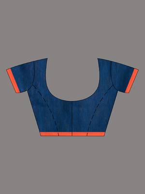 Sapphire Blue Cotton Handwoven Soft Saree With Zari Woven Nakshi Borders 5