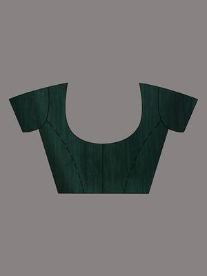 Castleton Green Cotton Handwoven Soft Saree With Zari Woven Nakshi Borders 6