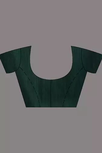 Castleton Green Cotton Handwoven Soft Saree With Zari Woven Nakshi Borders