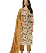 Women's hand work designer print with embroidered dupatta cambric cotton dress material