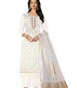 Women's off white hand work with organza banarasi dupatta modal silk dress material