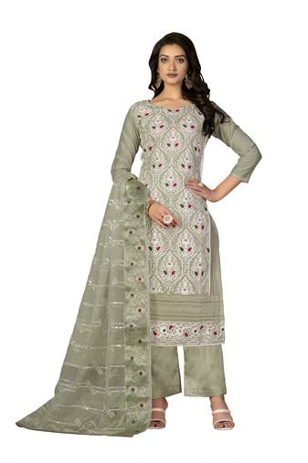 Women's light green unstitched heavy chain embroidery with embroidered dupatta modal silk dress material (m-msmfc11270c)